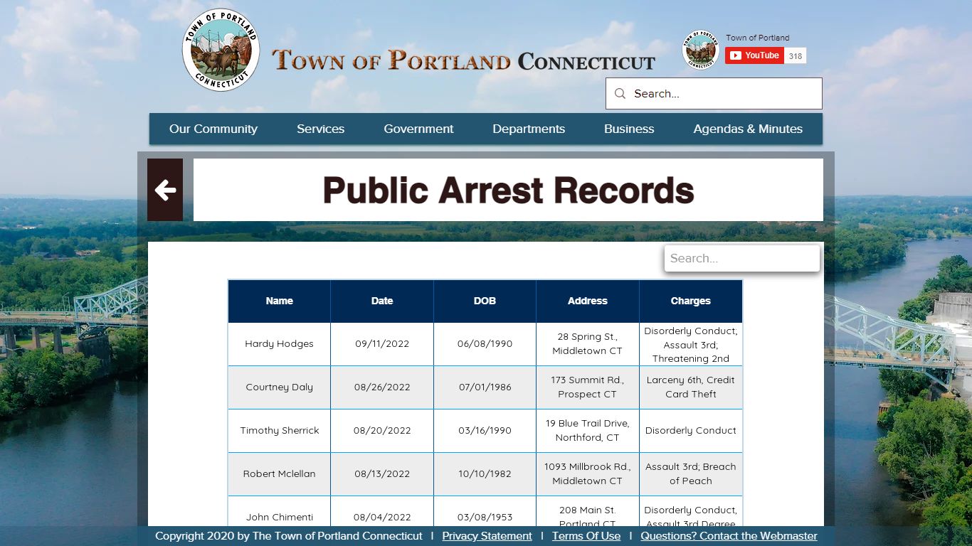 *public arrest records | Town of Portland