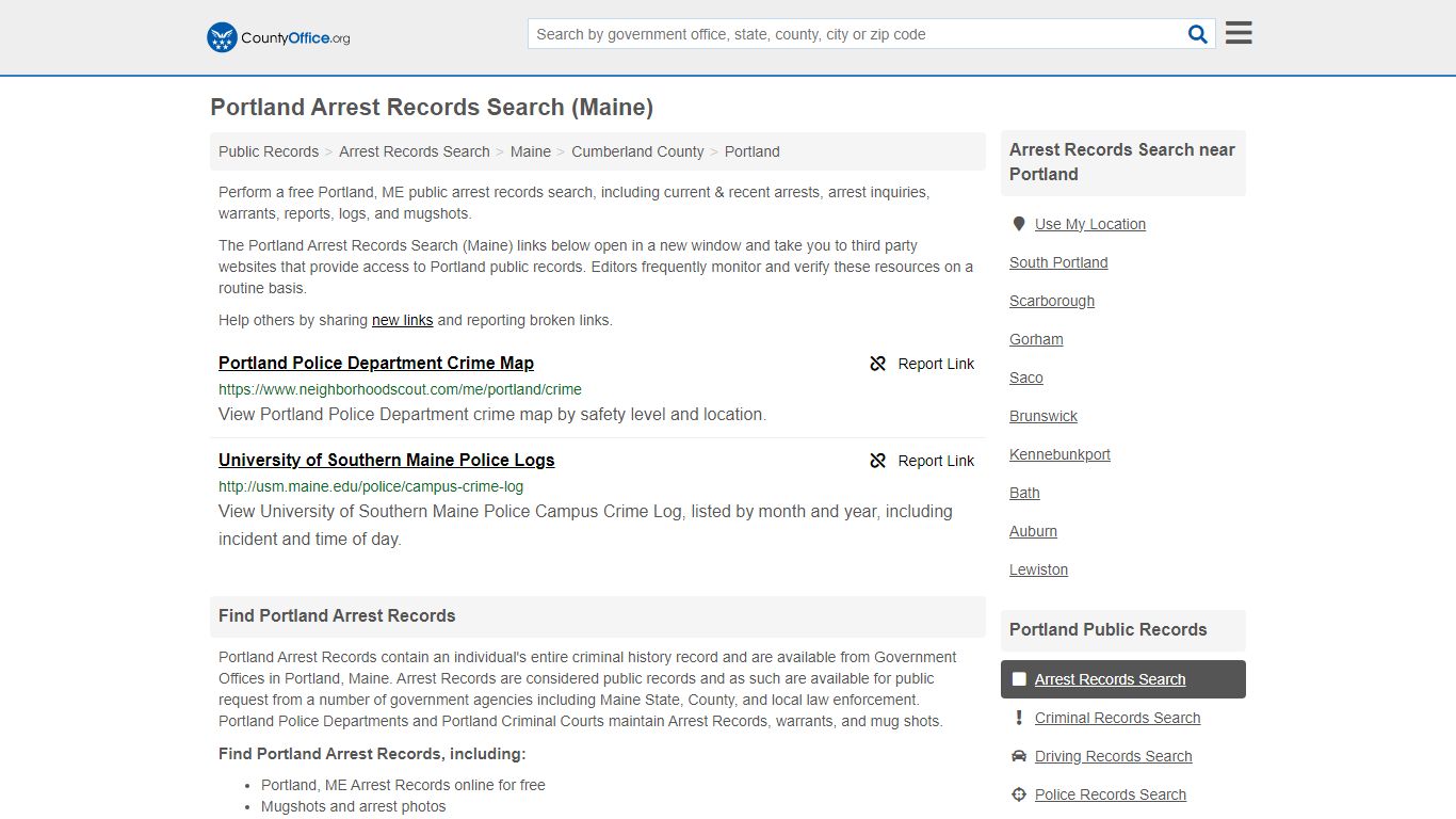 Arrest Records Search - Portland, ME (Arrests & Mugshots) - County Office